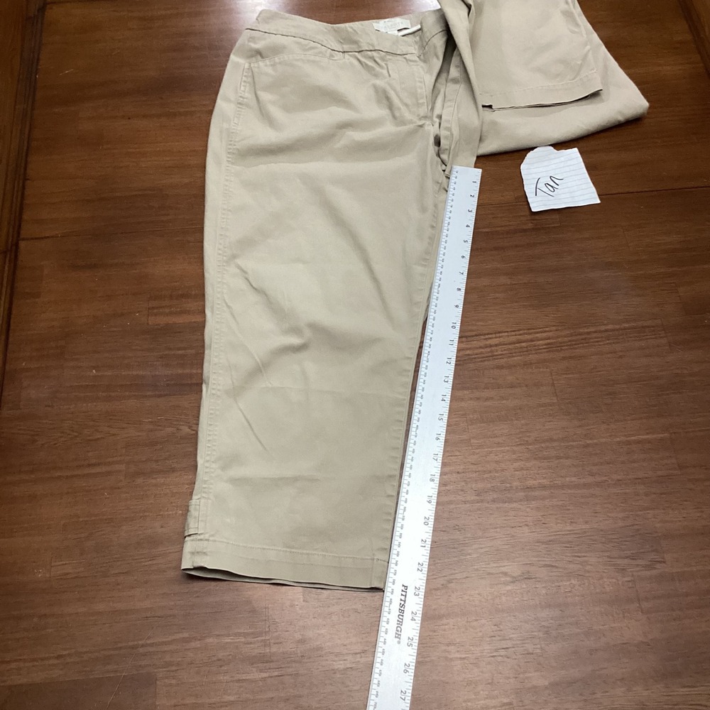 Talbots Woman Heritage Tan Khaki Crop Pants Plus Size 14W Cotton Stretch Casual - Picture 7 of 9